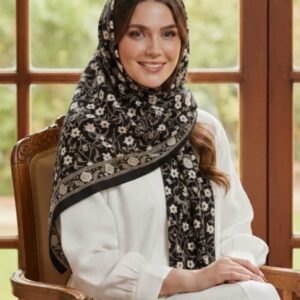 روسری کرپ شکری مجلسی طرحدار وارداتی