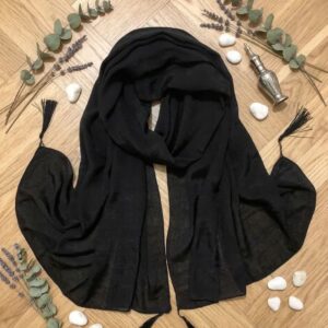 شال مشکی شانتون منگوله دار وارداتی
