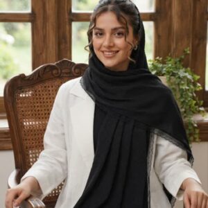شال مشکی حریر برشکا
