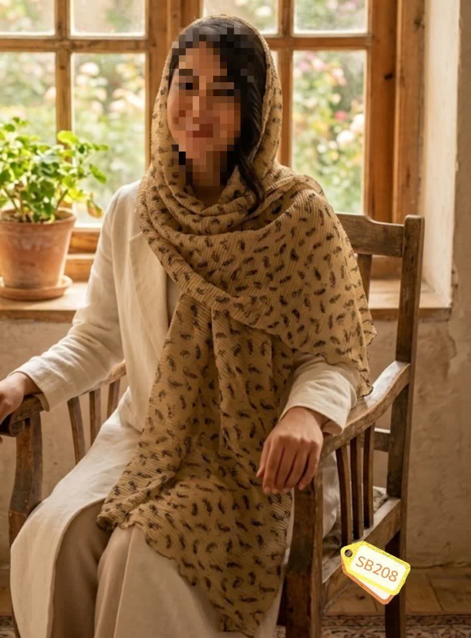 شال لبه موجی دالبر حریر شنی وارداتی